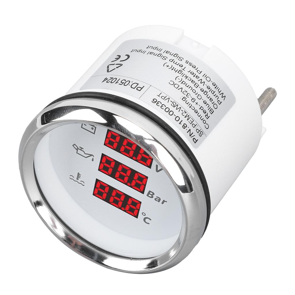 52mm Miernik Napięcia Ciśnienia Oleju Temperatury Wody Czerwone Podświetlenie Wodoodporny Cyfrowy Woltomierz Temperatury Wody Ciśnienia Oleju do Łodzi