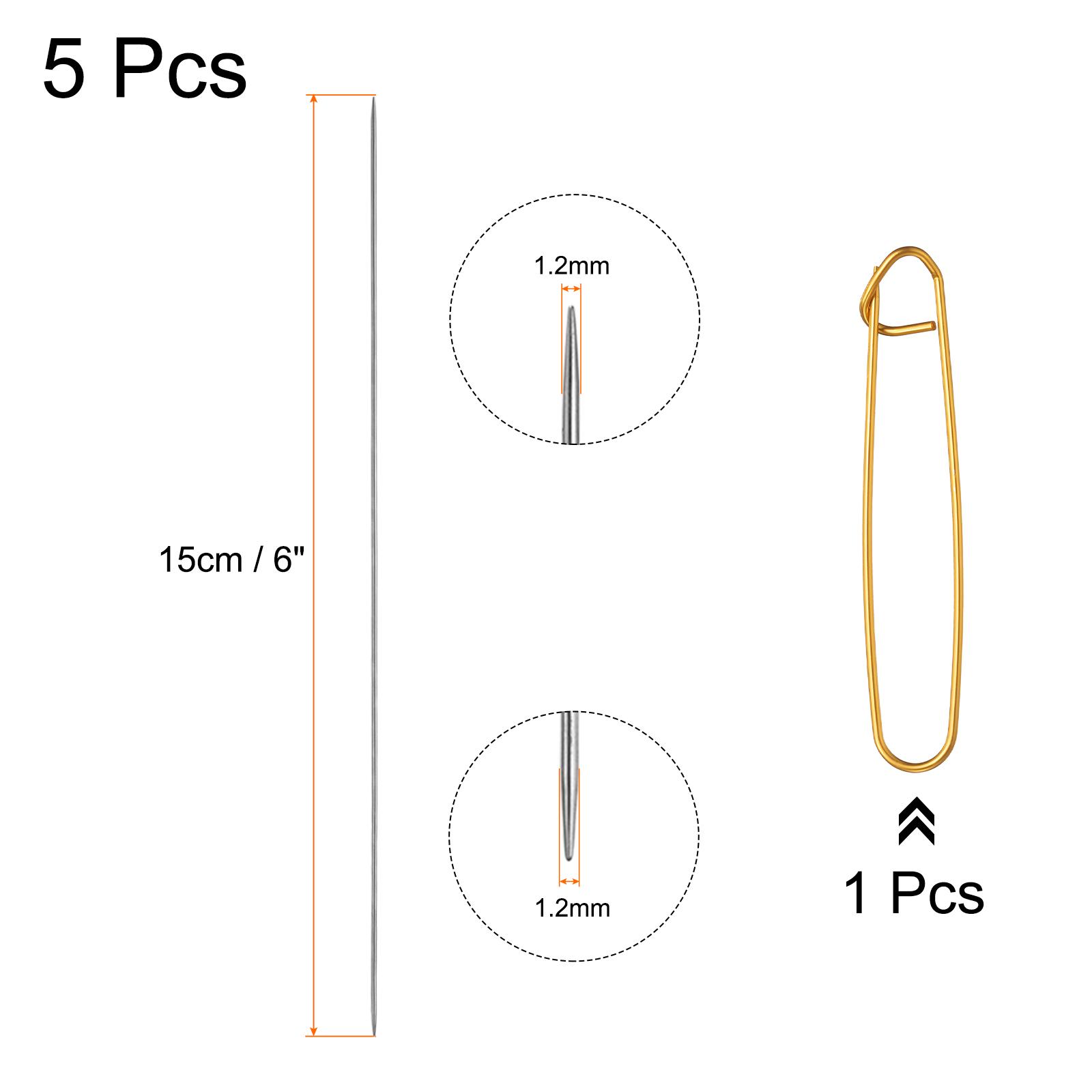 5Pcs Knitting Needle 1.2mm-5mm Dia 6  (15cm) Length Stainless Steel Double Pointed Sweater Stitching Needles w Stitch Holder