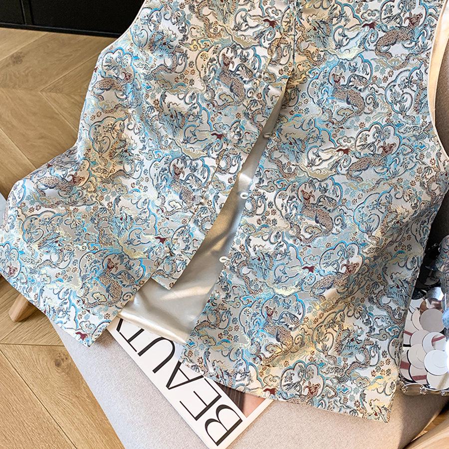 Elegante Chaleco Jacquard Estilo Chino - Nuevo Traje Tang Sin Mangas para Mujer Primavera/Otoño
