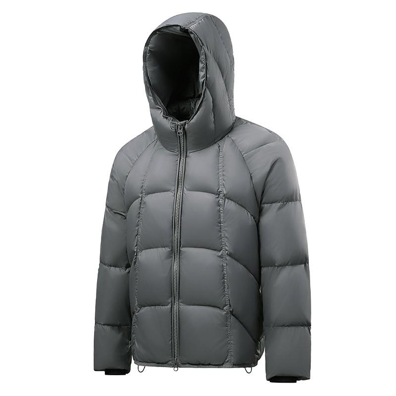 Mens Hooded Down Jacket Winter Warm Puffer Coat Lightweight Loose Fit Casual Outdoor Wear