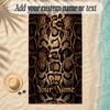 Leopard Theme Soft Beach Towel Personalized Custom Name Text Towel Portable for Beach Pool Travel