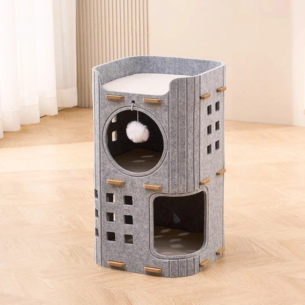 Japanese Style 2 Floors/3 Floors Cat House All-in-one Cylindrical Cat Bed Green with Holes Cat Condo Pet House