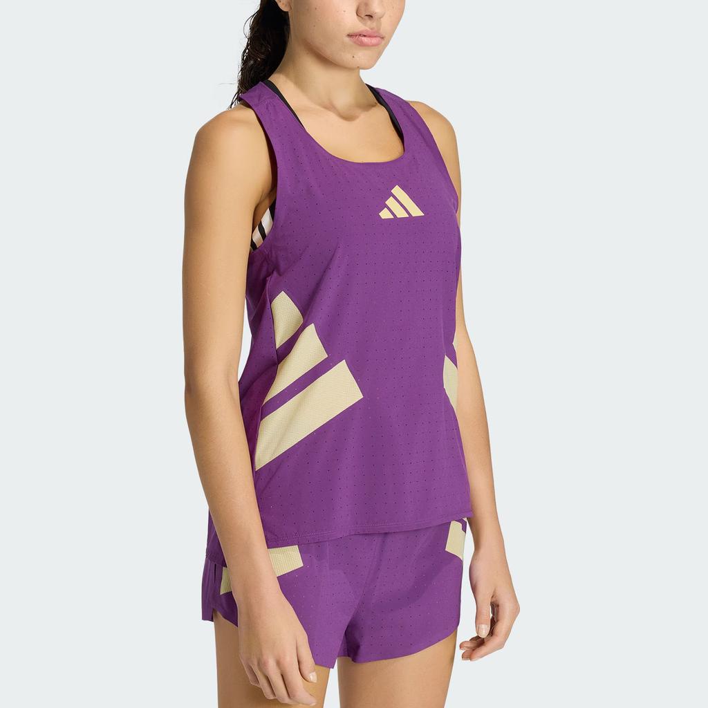 Adidas Adizero Road To Records Side Split Sports Slim Fit Round Neck Running Vest Women tops KA6122