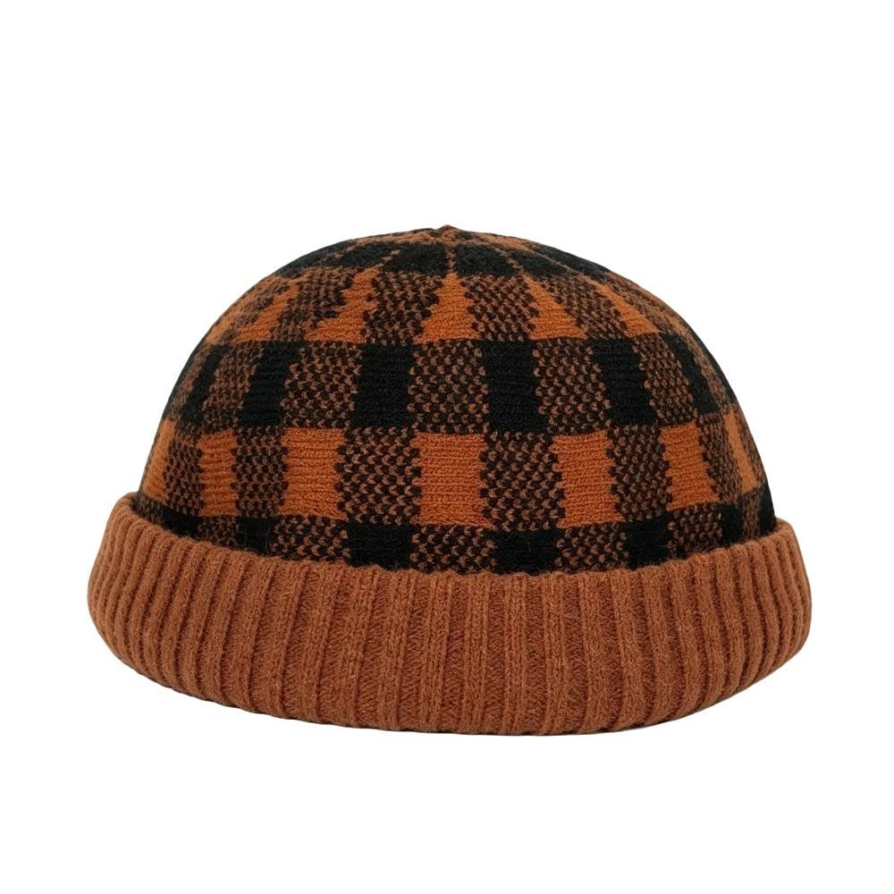 Polka Dot Melon Skin Hat Brimless Painter Hat Personalized Knitted Beanies Cap Men