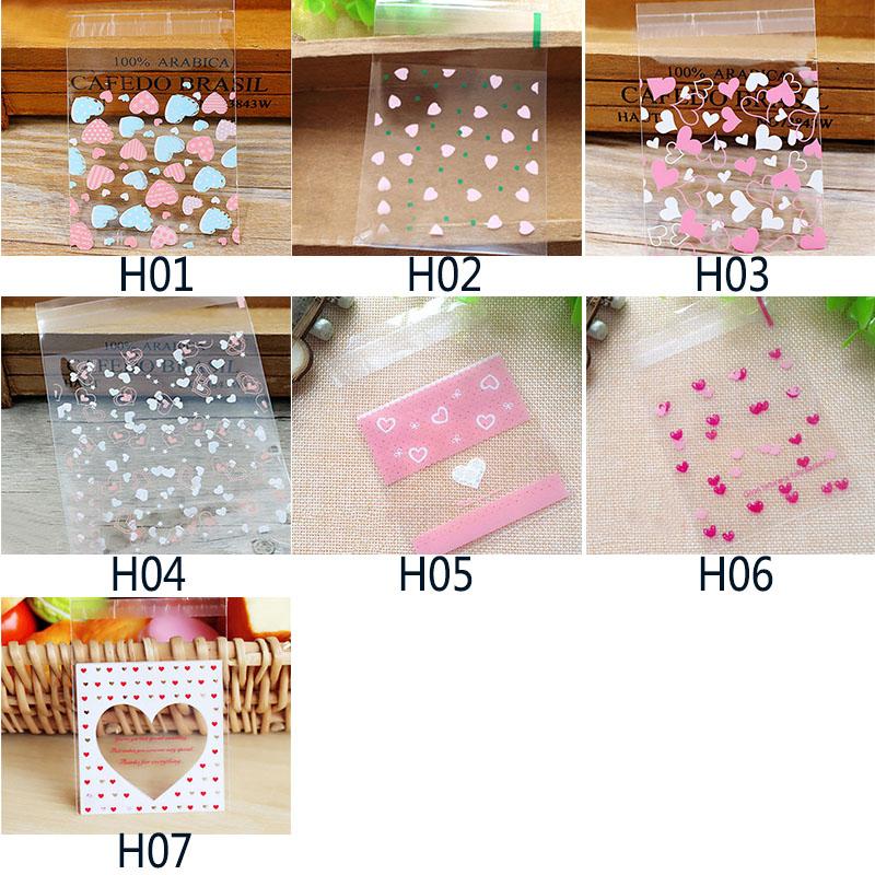 100Pcs/lot Cute Heart Theme Candy Cookie Bags Wedding Birthday Party Candy Buscuit Packaging Bag Christmas Plastic Gift Bags