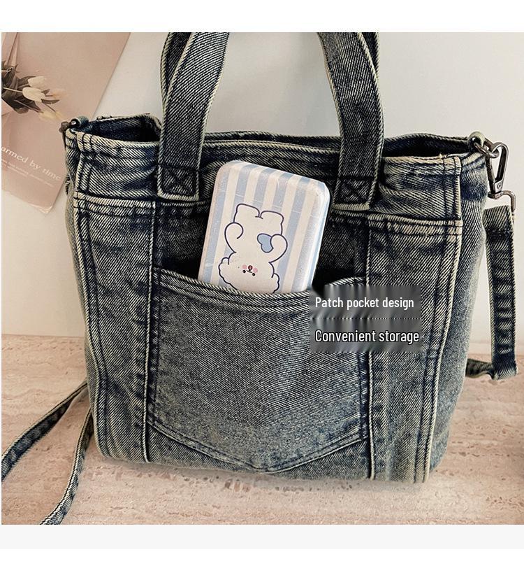 Korean Style Denim Shoulder Bag 2026: Versatile, Large Capacity Crossbody for School & Commute