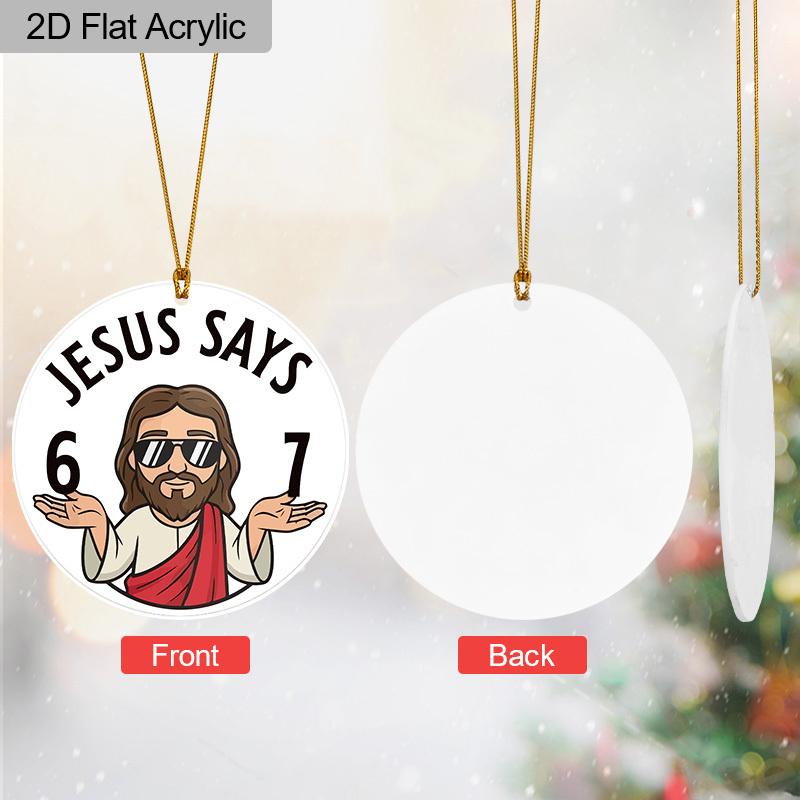 1pc/2pcs 67 Sign, JESUS Says 67 Pattern, Acrylic Pendant with Golden Rope, Party Holiday Decor, Window Pendant Decor, Decor Sign(No Electricity)