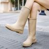 Woman Four Seasons Thick Sole High Top Rain Boots Round Toe Non Slip Waterproof Fashionable Outdoor Work Boots Wash the Car Shoe
