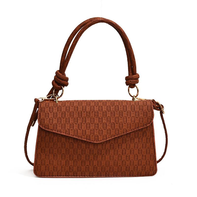 Modern Urban Simple Small Square Handbag With Magnetic Closure For Daily Use коричневый
