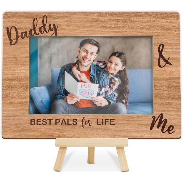 DETIHO Dad Picture Frame, Father's Day Picture Frames, Best Daddy Ever Gift,Birthday Gifts, We Love You Dad Photo Decor, Fit 4x6 Photo Wooden