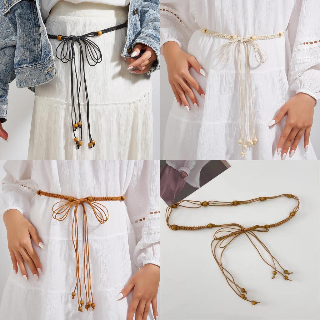Ethnic Boho Cotton Waist Rope With Natural Knot Closure For Summer Festival Outfits