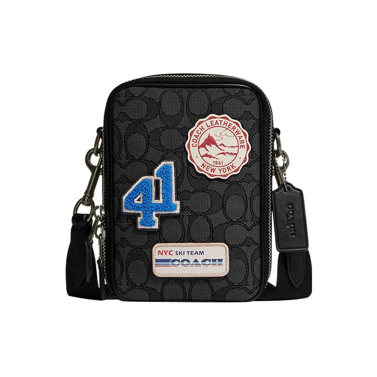 New COACH Stanton Fabric With Leather Shoulder Bag, Crossbody Bag Women's Black CG575-QBPHT