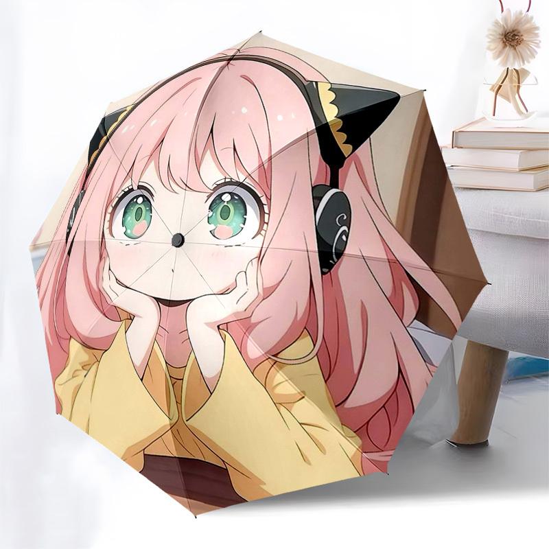 

1pc Neko Girl Cat Ear Headphones with Yellow Jacket Automatic Opening Folding Umbrella - Perfect for Anime Lovers, Travelers, Daily Use, and Gift Givi
