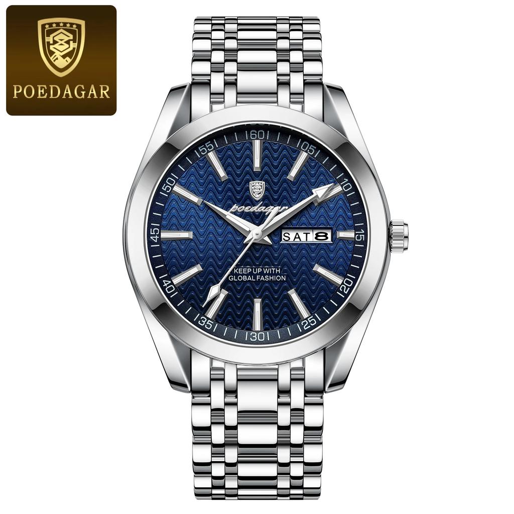 Luxury Watch For Man Waterproof Luminous Date Week Stainless Steel Men Watch Casual Quartz Men's Watches Male Clock