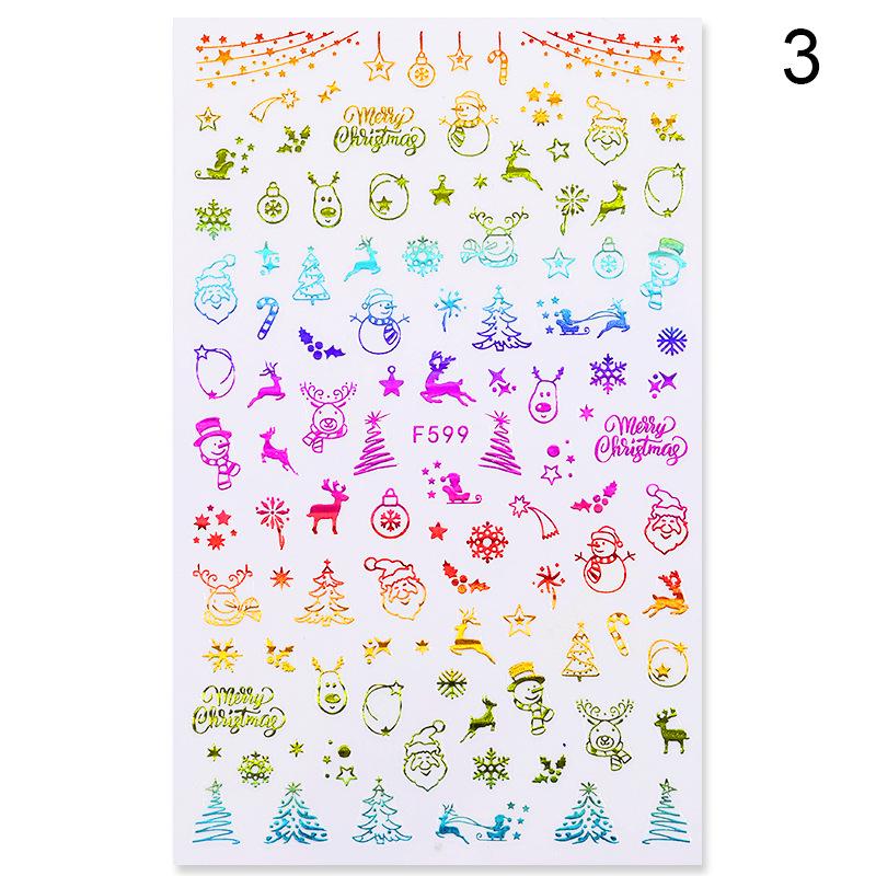 

Золотая бронзовая Рождественская Снежинка Лось Санта-наклейка для ногтей наклейка для ногтей аксессуары для дизайна ногтей красный