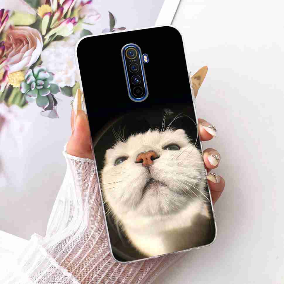 For Realme X 2 X2 Pro RMX1931 Case Cartoon Cat Simple Silicone Cover For Oppo Realmex2 Pro Phone Case Shockproof Bumper