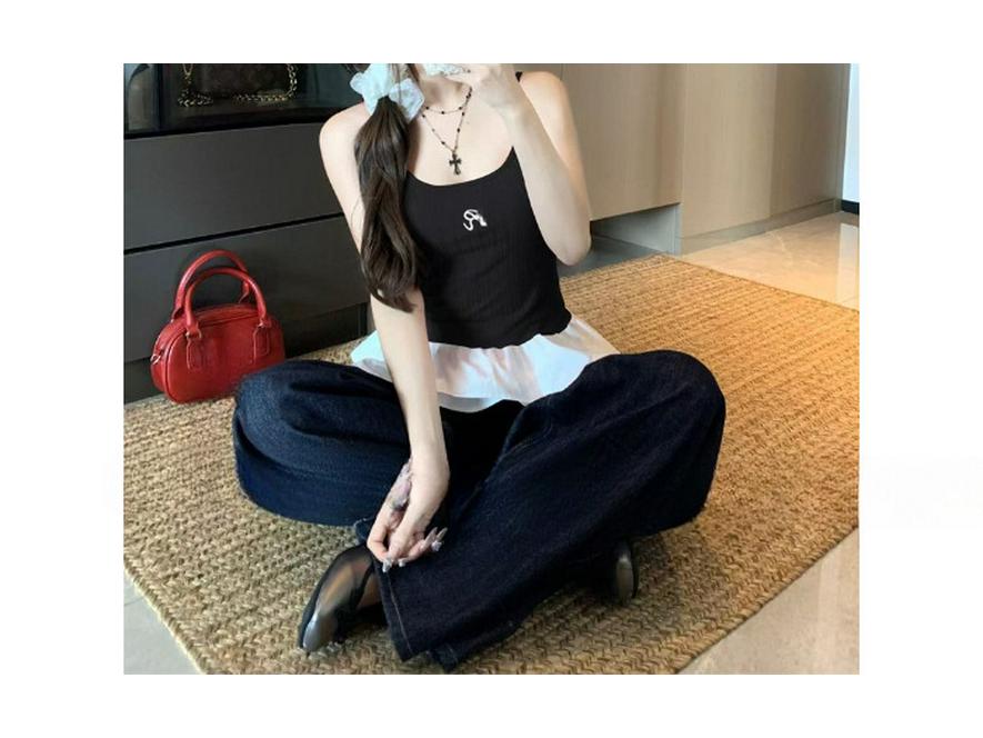 Red Lace-Trim Camisole for Women - Ballet Style Summer Top
