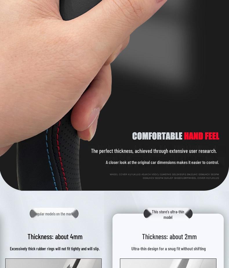 Genuine leather, hand-stitched non-slip steering wheel cover for BYD Dolphin 2021-2023 models.