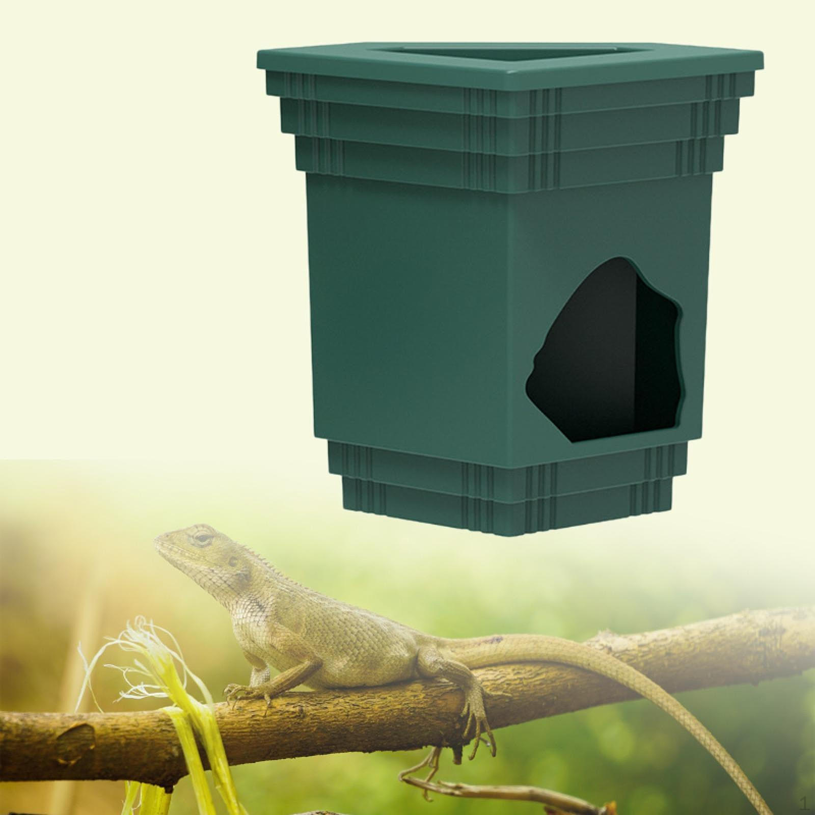 

Reptile Hideout Cave Hanging Moisture Keeping Building Terrarium Habitat Shelter for Aquarium Decor зелений