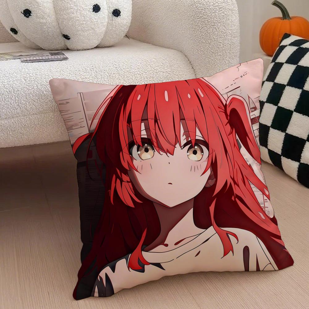 Shy Cute Japanese Anime BBocchi The Rock Cushion Cover Throw Pillow Cover Hidden Button Durable Polyester Chair Cushion
