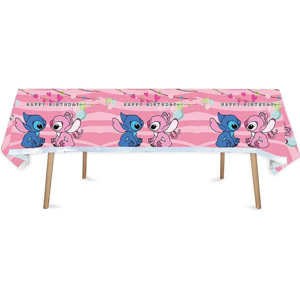 Pink Lilo and Stitch Birthday Party Supplies Set, Pink Theme Party Decoration Favors Includes Happy Birthday Banner, Tablecover