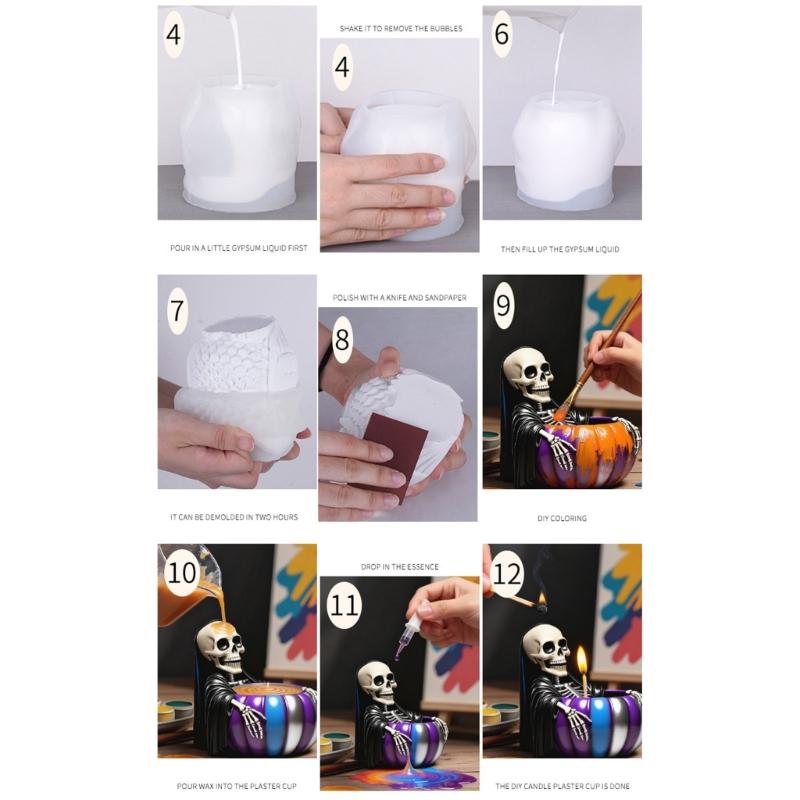 Reusable Skull Pumpkin Flower Pot Silicone Mould Ideal For Concrete Planter Art And Home Garden Decoration