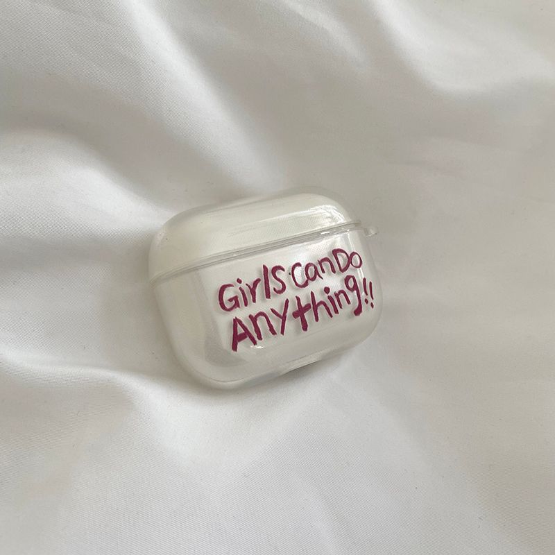 

4/5 Подходит для чехла для наушников Apple третьего поколения 2 4 5 Беспроводной Bluetooth Минималистичный Ins-стиль Силиконовый Мягкий Прозрачный Оригинальный Ударопрочный Apple AirPods 3 Girls can do anything.