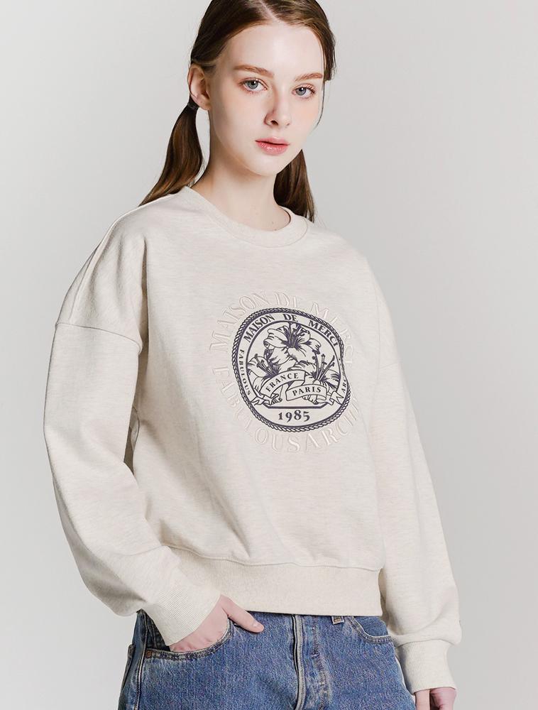 LA MAISON STUDIO Women'S Crop Maison Leris Hidden Logo Sweatshirt Oatmeal (Fcd1Ts201W)