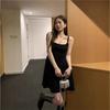 French Temperament Small Black Suspender Dress Women's Summer Waist Thin Small Black Dress Sleeveless Short Skirt Skirt
