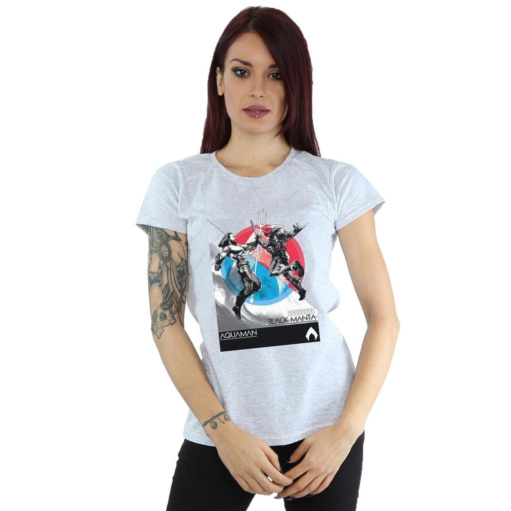 DC Comics Womens/Ladies Aquaman Vs Black Manta Cotton T-Shirt