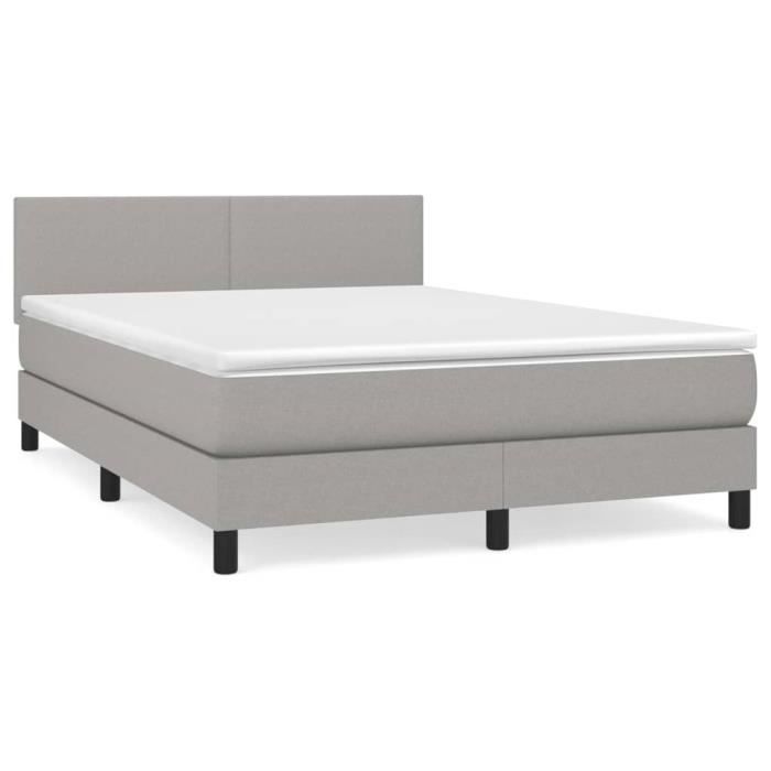 VidaXL Lit à sommier tapissier avec matelas Gris clair 140x200cm Tissu - Modèle 3139897