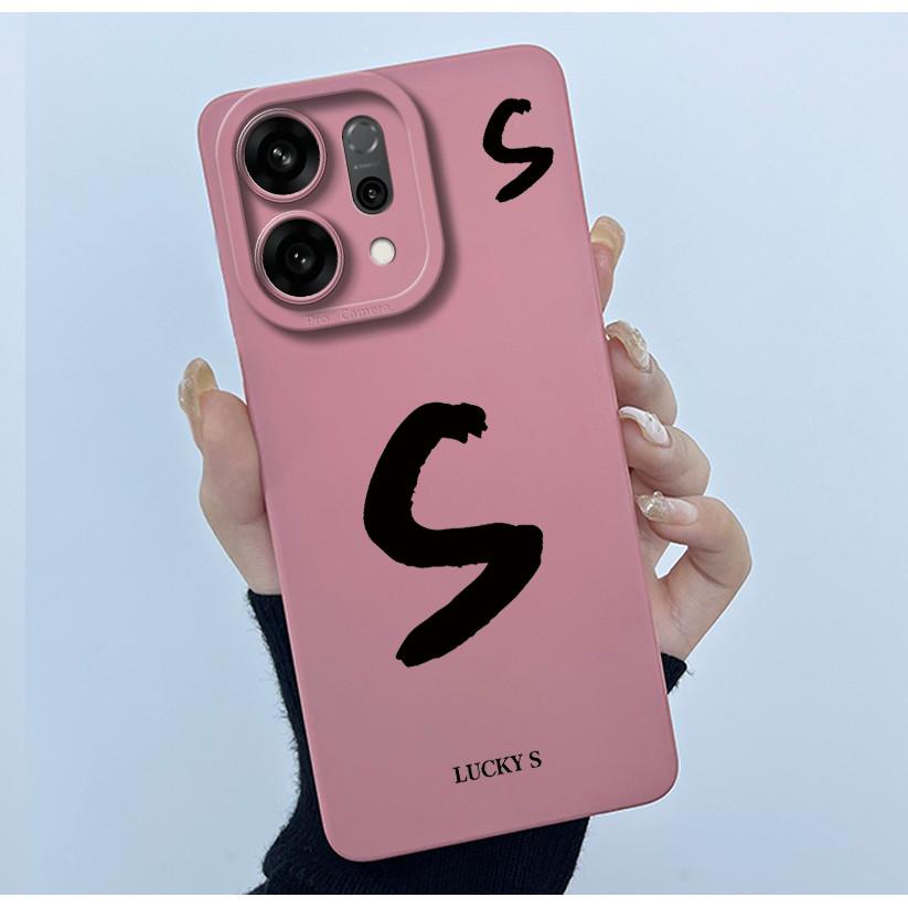 For OPPO Reno14 Pro 5G Cover Case Lucky Initial Letter Couple Silicone Soft Matte Phone Bumper for Oppo Reno 14 Pro 5G Casing