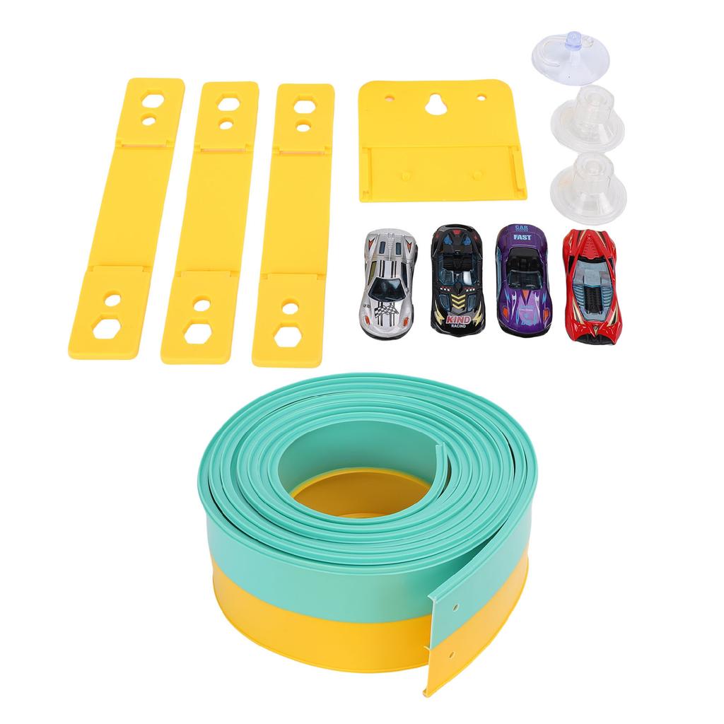 ible Race Car Track Rolls Up Portable   Track Racetrack Toy with 4 Cars for 3 To 10 Years Old Boys
