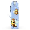 1PC Simple Flying Bumble Bee Print 750ml Color Plastic Sports Water Bottle Leakproof Flip Straw Lid Suitable for Sports Office Home Use