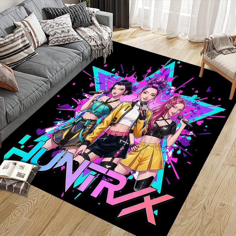 HUNTRIX Flannel Pattern Square Carpet,Area Rug,Carpet Rug for Living Room Bedroom Sofa Playroom Decor,Non-slip Floor Mat