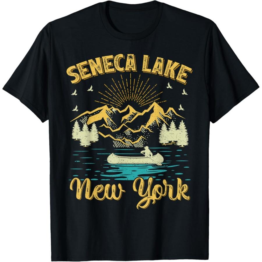 Summer Vacation Retro Mountain New York Seneca Lake T-Shirt for Men Women Kids S