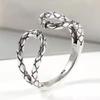 Adjustable Sterling Snake Texture Ring Women Men Vintage Geometric Statement Jewelry