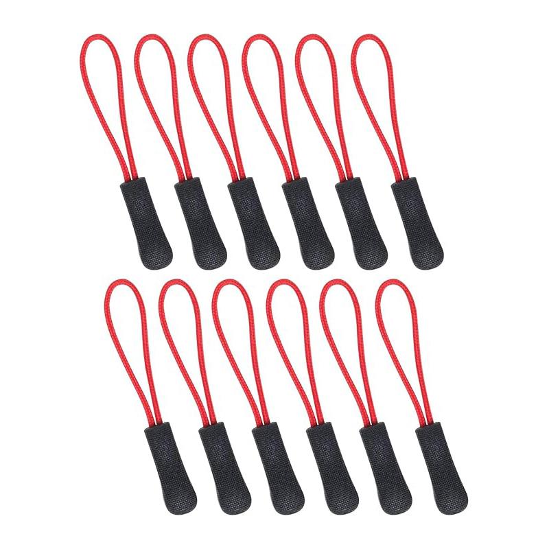 12Pcs Zipper Pulls Set Zipper Tags Kit Nylon Cord Pull Tab Zipper Pull Zip Tag Cord Pulls Zipper Extension for Jackets Backpacks