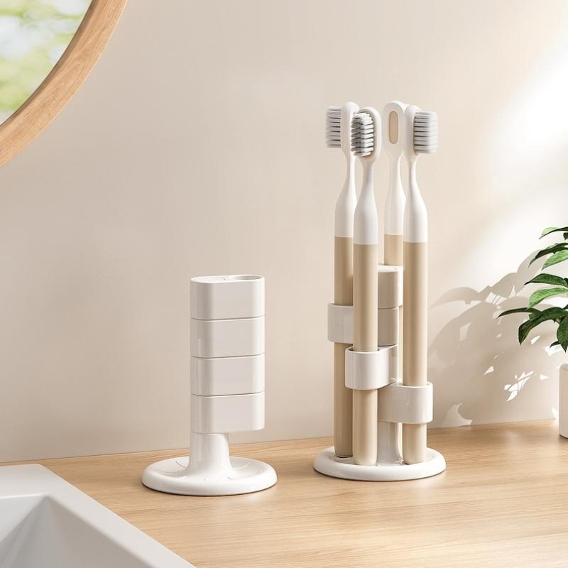 1Pcs Rotating Toothbrush Holder Bathroom Desktop Toothbrush Storage Rack Makeup Brush Pen Organizers Bathroom Accessories