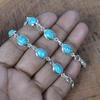 Solid 925 Sterling Silver Synthetic Turquoise Gemstone Handmade Tennis Bracelet Women Jewelry