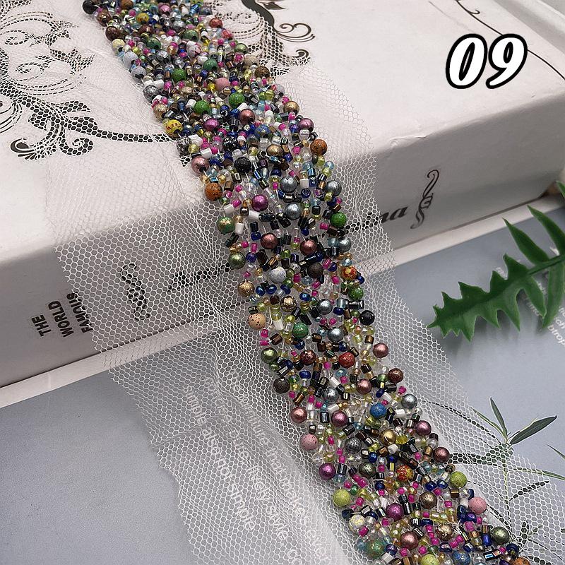 Perlenbesetztes Spitzenband Spitzenstoff Perlenfransenbesatz Bestickte Kragendekoration Afrikanischer Spitzenstoff Nähen DIY Handwerk