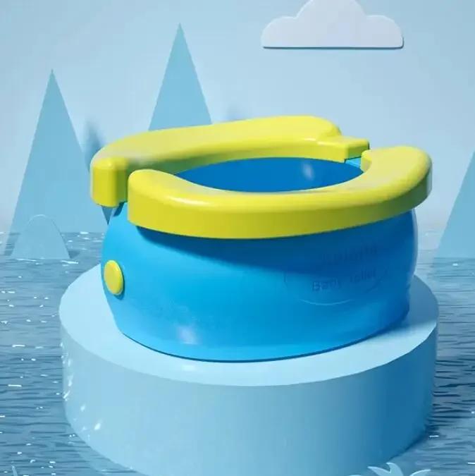 

Детское сиденье для приучения к горшку включает 10 пакетов для отходов, портативный горшок для детей для путешествий, складной, для улицы и дома, легко чистится синий