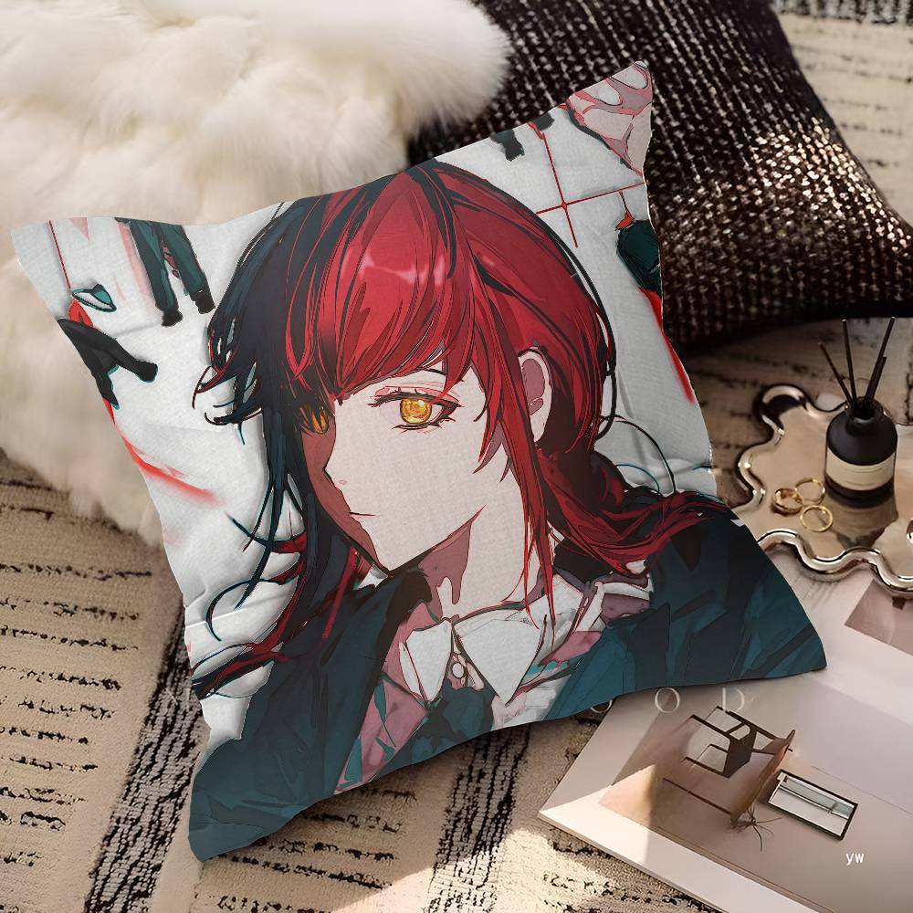 Anime CChainsaw MMan Cushion Cover Inches Farmhouse Decor Home Throw Pillow Covers For Couch Decorations