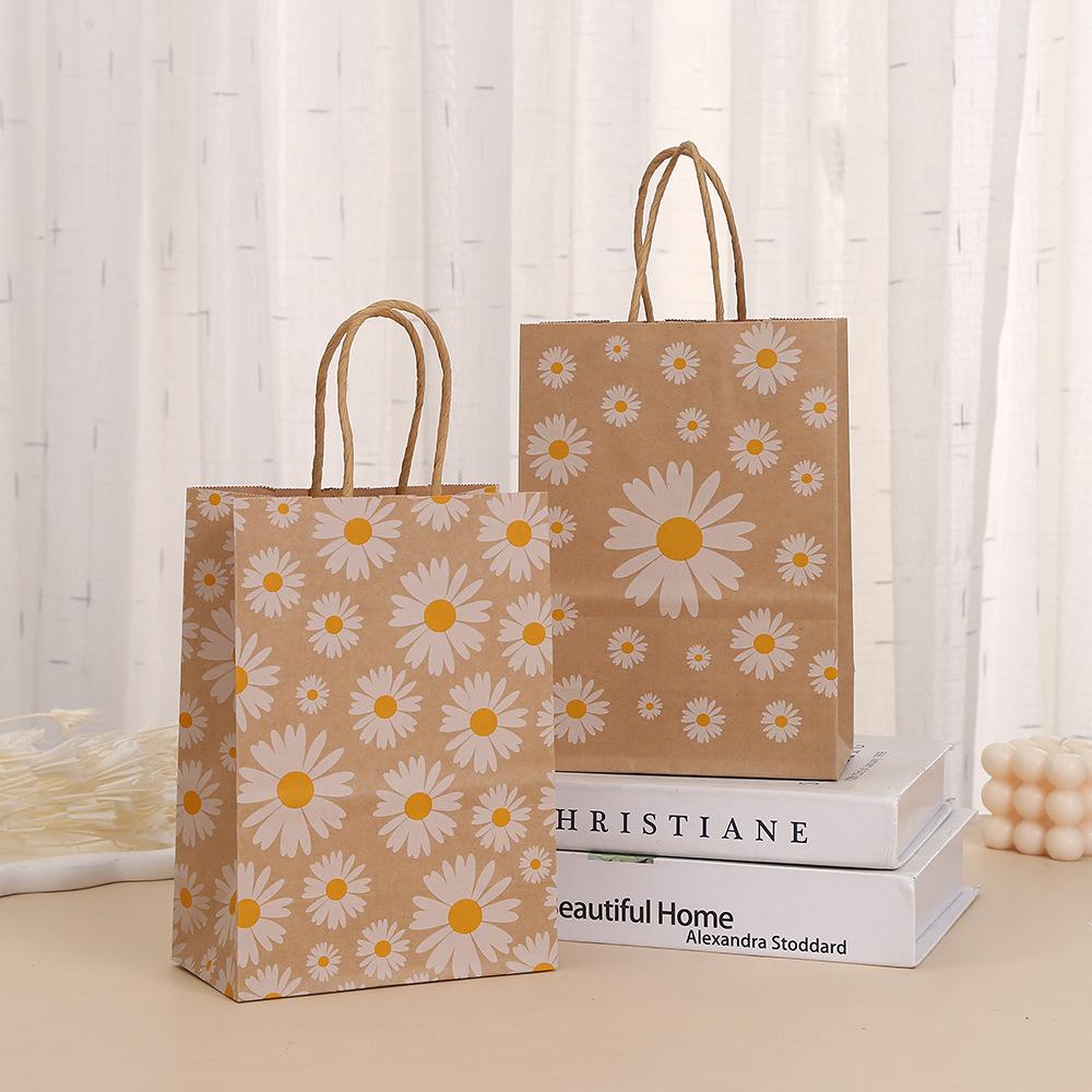 

StoBag, Daisy Flower Paper Gift Tote Bags, for Birthday, party, wedding supplies, Reusable Paper, Packing Goodies, 12/30pcs 30pcs&15x8x21cm