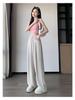 Women's High-Waist Summer Silk Wide-Leg Floor-Length Pants, Versatile & Slimming (Style 66248#)