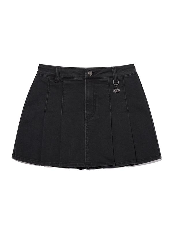 KIRSH Pintuck Denim Skirt Pants [Charcoal]