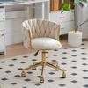 Elegant Gold Makeup & Dressing Stool with Fabric Upholstery