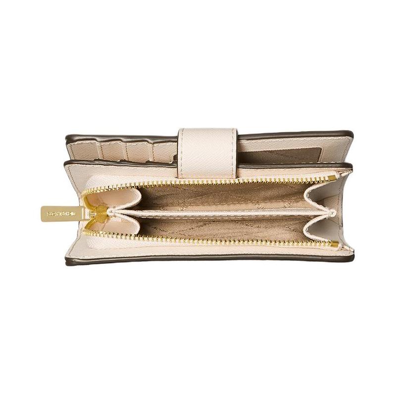 Michael Kors Jet Set Travel Logo Snap Closure Cow Leather Wallet Medium Women's Cream