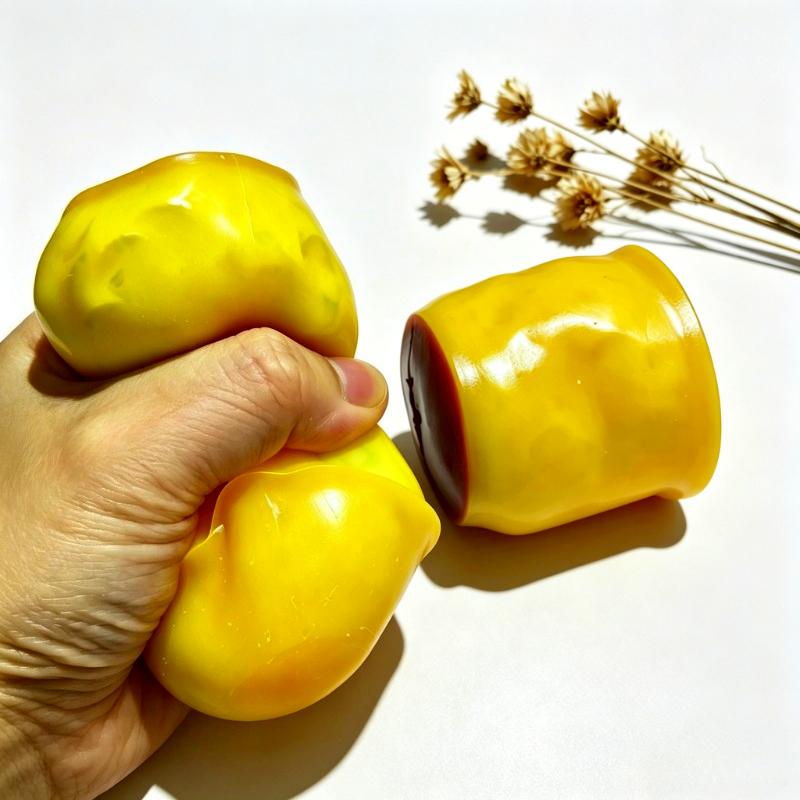 Crafted Crispy Pudding Shape Crackle Squeeze Doll Crunchy Filler Inside Squishy Ball Anti-anxiety Stress Relief Fidget Doll Adult