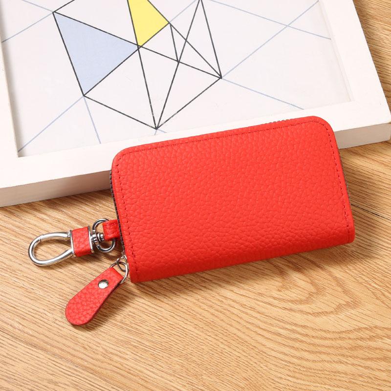 PU Leather Multifunctional Fashionable Simple Women's Key Bag Portable Anti-theft Zipper Home Key Bag